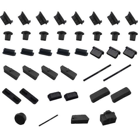 40 bouchons anti-poussière en silicone pour ports de carte mère d'ordinateur-10X1X1CM-Black (1/3)