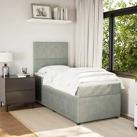 Boxspringbett mit Matratze Hellgrau 90x190 cm Samt (1/5)