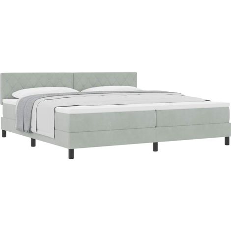 Maison Exclusive - Letto a molle con materasso Grigio chiaro 200 x 200 cm Velluto (1/5)