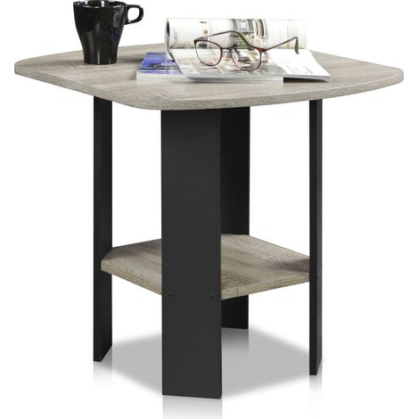 Table d'Appoint de Chevet avec Tiroir Poubelle, Chêne Français/Noir (1/5)