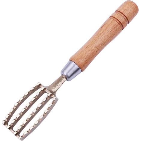Grattoir à écailles de poisson en bois massif et laiton, brosse grattoir pour écailles de poisson à usage commercial et domestique (1/5)
