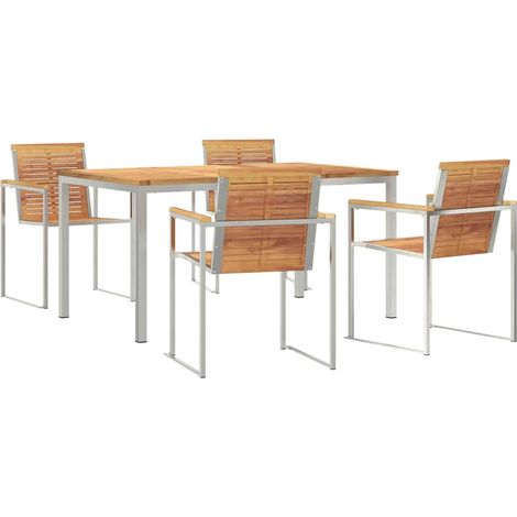 Maison Exclusive - Garten Essgruppe 5 pcs Massives Teakholz und E