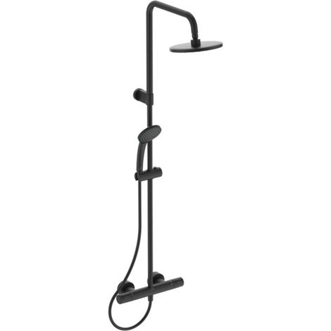 Ideal Standard Sistema de ducha Ceratherm T25 KB d:200mm con función telescópica, 1F-HB100mm Silk Black, A7546XG