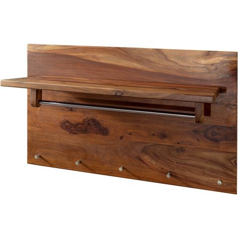 TORONTO 246 Appendiabiti da parete in legno di sheesham - cerato / noce 100x32x62