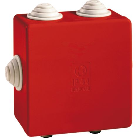 boite de dérivation - a tétines - 80 x 80 x 40 mm - rouge - boite étanche - iboco 05545