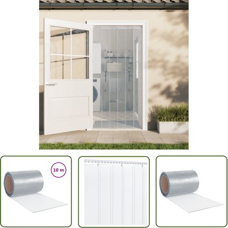 The Living Store Rideau de porte transparent 300 mmx2,6 mm 10 m PVC - Rideau De Porte - Rideau Pvc - Isolation Thermique - Rideau Antibruit - Protection Contre Les Insectes (1/6)