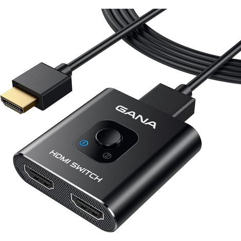 Switch HDMI 4K 60Hz avec Cable Fixe 1M, Splitter HDMI Bidirectionnel Commutateur Hdmi 2 Entrées 1 Sortie (Un écran à la Fois) Compatible avec PS5 PS4 PC (1/5)