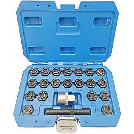 Kit de 22 clés pour écrous antivol de roue, outil de démontage d'écrous de roue antivol pour voitures (1/4)