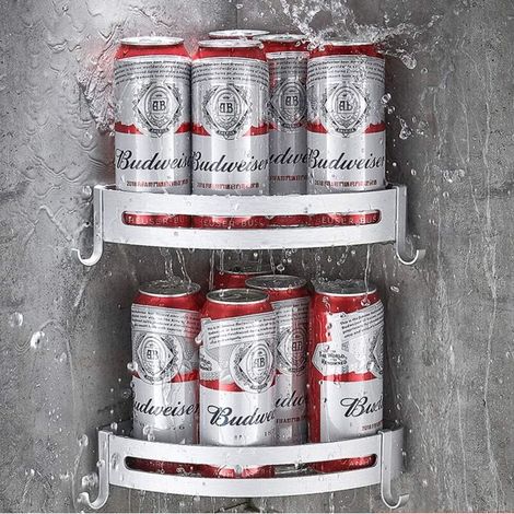 Organizador de ducha esquinero de aluminio, estante de almacenamiento esquinero para ducha inoxidable, organizador de baño de pared - Plateado, 2 piezas - Fei Yu (1/5)