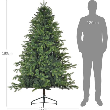Sapin de Noël artificiel, aspect réaliste, ignifugé, pied en métal stable, 183 cm, vert (1/5)