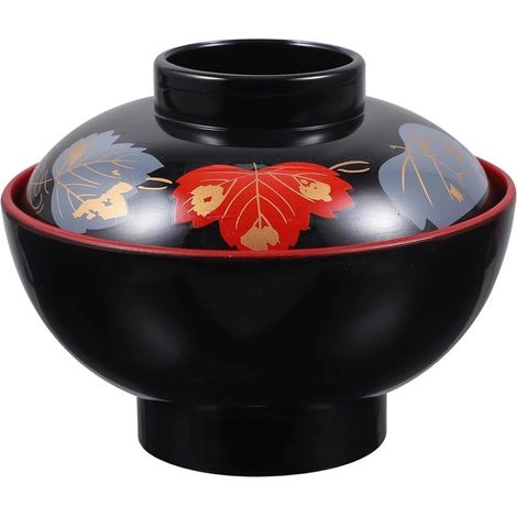 Bol miso mélamine + couvercle – Style japonais, pour riz, ramen, apéritif (1/4)