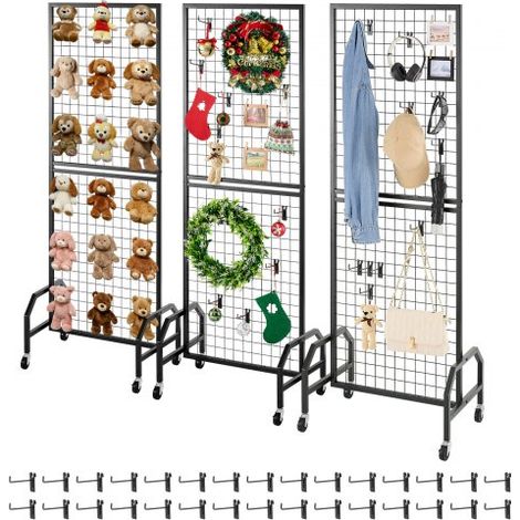 Grille d’Exposition sur Pied 3PCs 60x164 cm Panneau Grille en (1/5)