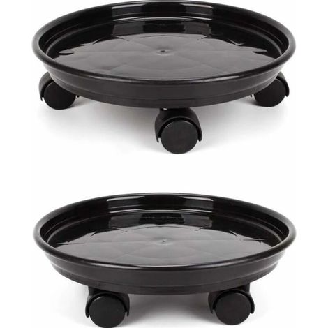 Set di 2 supporti per piante, supporti rotondi per vasi da fiori su ruote, carrello portavaso robusto con ruote universali per uso interno o esterno.