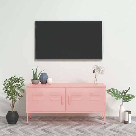 vidaXL Meuble TV Rose 105x35x50 cm Acier (1/5)