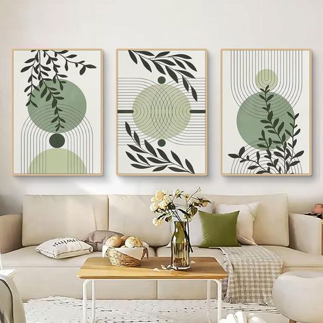 Poster 3er Boho Pflanzen Wandbilder Wohnzimmer Deko C 40x50cm (1/5)