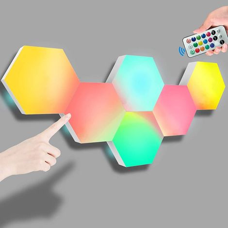 Ensemble de 6 panneaux LED hexagonaux Lookfoxy avec télécommande, 6 unités, pour une utilisation domestique ou professionnelle selon l'application.-AquaForge