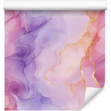 Carta da parati color lavanda, rosa cipria, viola e corallo, 50x1000 cm (1/5)