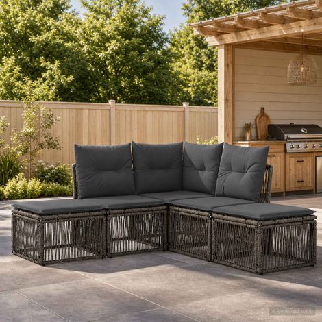 Set Divano da Giardino 5 pcs Grigio polyrattan vidaXL (1/5)