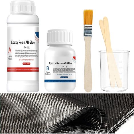 Kit de Réparation en Fibre de Carbone, Kit de Résine Époxy et Tissu en Fibre de Carbone, Fibre de Carbone pour Renforcement et Réparation Automobiles, Motos, Navires (1/5)