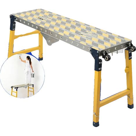 Taburete plegable para caballos, altura ajustable hasta 90 cm, capacidad de carga máxima de 500 kg, construcción duradera de acero aleado, superficie antideslizante, ruedas giratorias en 4 direcciones (1/5)