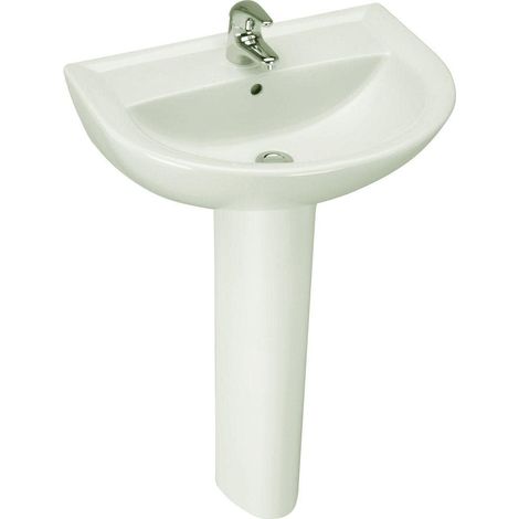 Porcher – Vasque à poser en porcelaine vitrifiée 50 x 44 cm – Percée 1 trou central – Fixation murale par 2 tire-fonds