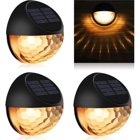 Lampes solaires pour clôture - Lampes décoratives extérieures sans fil et étanches pour jardin, clôture et terrasse - Blanc chaud (lot de 4) (1/5)