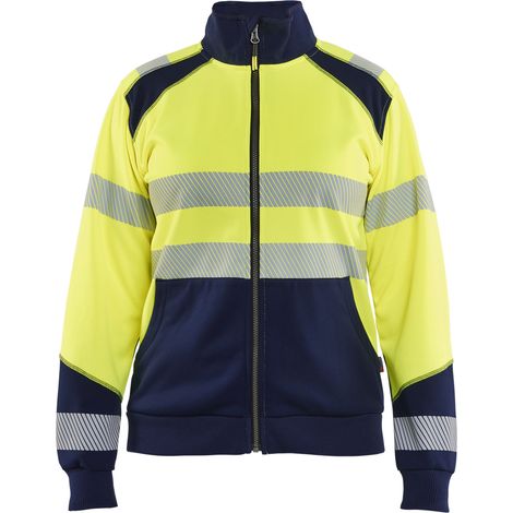 Sweat de travail zippé haute visibilité femme 3508 - Jaune/Marine XL