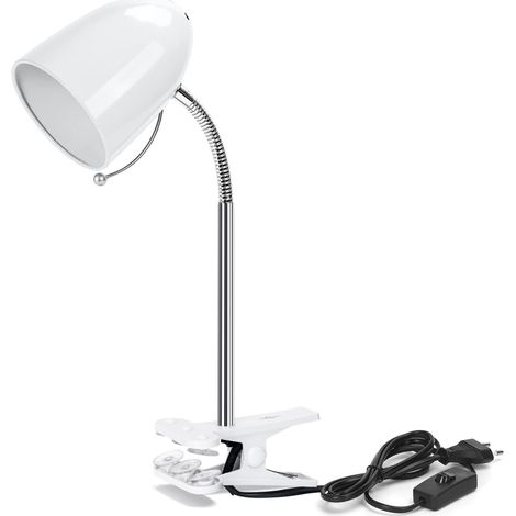 Lampe à pince rétro, lampe de bureau clipable, sans ampoule, compatible avec ampoules LED de modèle E27, bras métallique flexible, câble avec interrupteur, lampe de lecture pour lit, lampe à pince, co