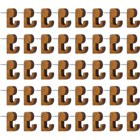 40 pièces punaises en Bois Crochet de Remplacement épingle Cintre punaises décoratives pour Tableau d ' Affichage ou Carte Murale épingles en Bois Crochet pour Suspension Murale