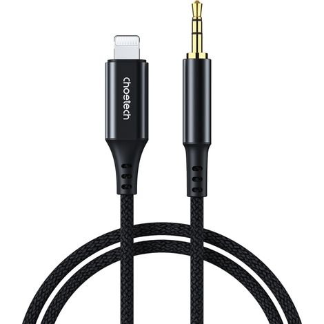 Cable de audio AUX Lightning para iPhone - mini jack de 3,5 mm, 1 m - negro (1/5)