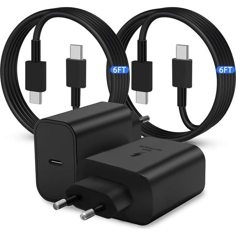 GDHZS-Chargeur Super Rapide USB-C,45W Fast Charger Plug [2 Pack] pour Samsung Galaxy S24/S23 Ultra/S23+/S22 Ultra/S22+/S20 Ultra/Note 10 Plus, Galaxy Tab S8 avec 1.8M Type C Cable (1/5)