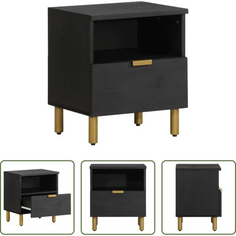 vidaXL Rangement - Table de chevet noir 40x33x46 cm bois d'ingénierie (1/5)