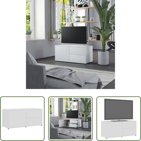 TV-Ständer Holz - TV-Schrank Weiß 80x34x36 cm Holzwerkstoff (1/5)