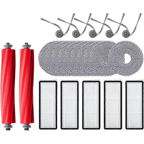 Pièces de rechange pour aspirateur robot Roborock QV 35A / QV 35S : brosse principale, lingette de nettoyage, filtre HEPA et sacs à poussière. (1/5)