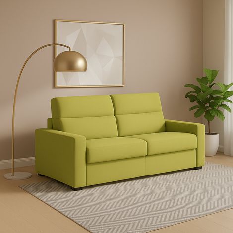 Dmora - Sofá fijo 2 plazas Vala, Sofá lineal para salón, acolchado, desenfundable, calidad 100% Made in Italy, 180x95 h100 cm, Verde (1/5)