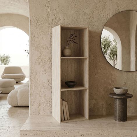 Rangement Modulable 3 Cases - HOME DECO FACTORY - Pietra - Blanc et Beige (1/4)