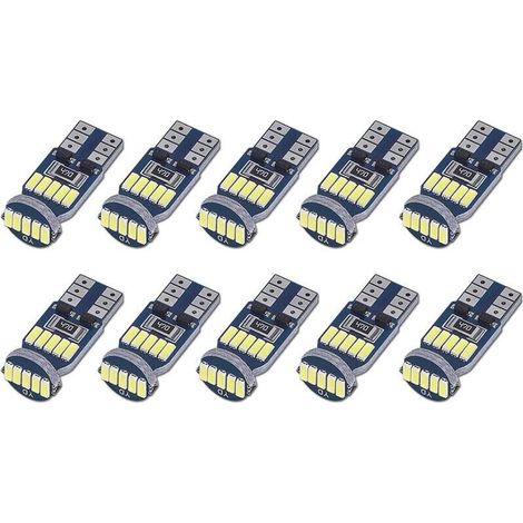 10er-Pack T10 W5W Canbus-fehlerfreie LED-Lampen, 15 SMD 4014 Auto-LED-Lampen, 194 168 2825 Weiß 6000K für Innenbeleuchtung, Kofferraumbeleuchtung, Kennzeichenbeleuchtung, Positionsleuchten, 12 V DC