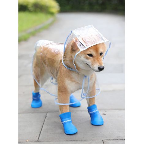 Chien Imperméable Poncho Imperméable Coupe-Vent Imperméable Veste Chien Bottes de Pluie pour Petit à Moyen Chien Chihuahua Chiots En Peluche Bleu (1/4)