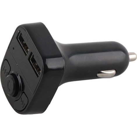 Bluetooth-Autoladegerät für Mobiltelefone, Schwarz, 12–24 V, FM-Transmitter, MP3-Player, Dual-USB-Ladefunktion