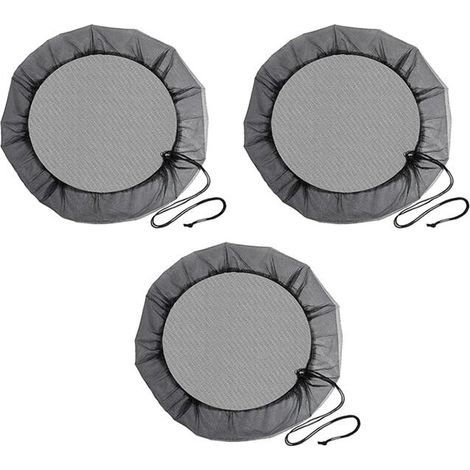 Juego de 3 tapas para cubos de recolección de agua de lluvia, con cordón para evitar que entren residuos en el cubo, poliéster. (1/5)
