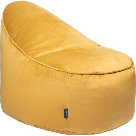 Loft 25 - Poltrona a sacco per soggiorno, poltrona a sacco con schienale alto per rilassarsi, 100x90x70 cm, design ergonomico, pouf in velluto, pouf da salotto per interni - Curcuma (1/5)