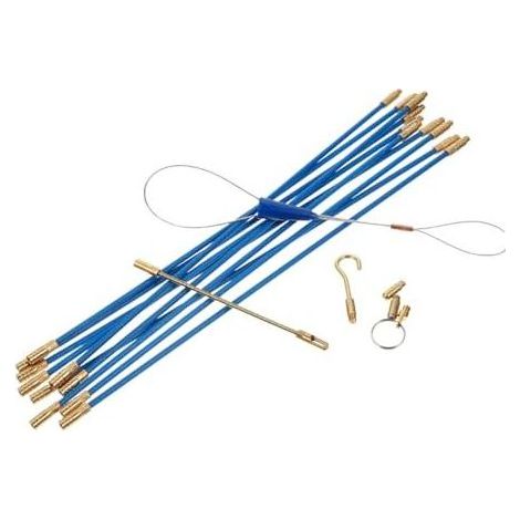 33cm Fiberglass Electrical Cable Pulling Rods, 10-Piece Kit, Rigid Insulating and Flexible, Electrician's Tool for Wall and Subfloor Passage, Cable Extraction and Installation - (1/5)