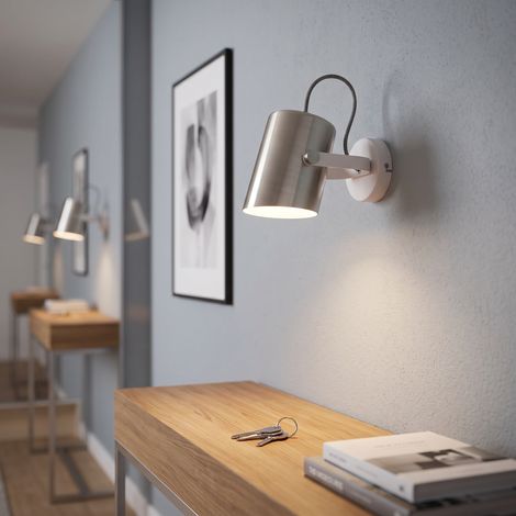 Applique murale orientable en aluminium argent et blanc (1/4)
