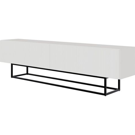 Selsey – Meuble TV sur pieds noir 175 cm – Corps en panneau stratifié résistant – Façade MDF avec push-to-open – Largeur 175 cm – Hauteur 46,5 cm (1/5)