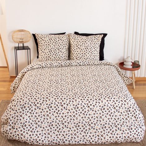 Housse de couette réversible 100% coton 52 fils + 2 taies d'oreiller