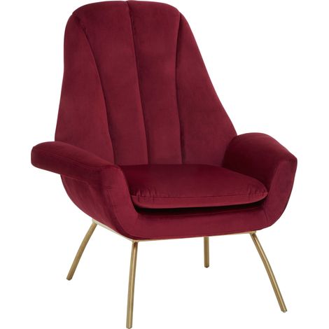 Interiors by Premier Red Wine Velvet Chair with High Back, Armchair for Living Room, Home, Accent Chair with Velvet Upholstery (1/5)