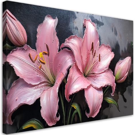 Tableau déco Lys Rose Fleurs Plantes Pastels 60x40 (1/5)