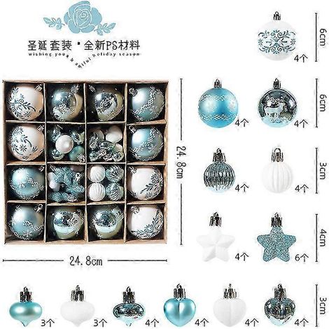 Flocons de neige peints pour Noël, décorations de Noël galvanisées, ornements pour sapin de Noël, boules de Noël, bleu et blanc (1/5)