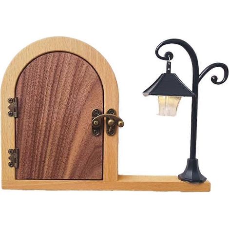 Plaque de protection en bois en forme de porte de fée, avec veilleuse intégrée, idéale pour décorer une chambre d'enfant. (1/5)
