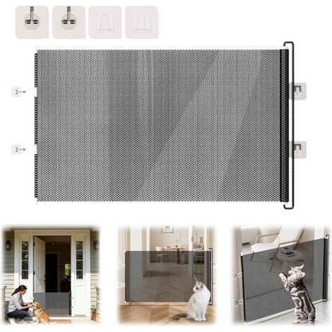 Barrière de sécurité extensible 50 x 125 cm - garde d'escalier et de porte pour animaux, noire (1/5)